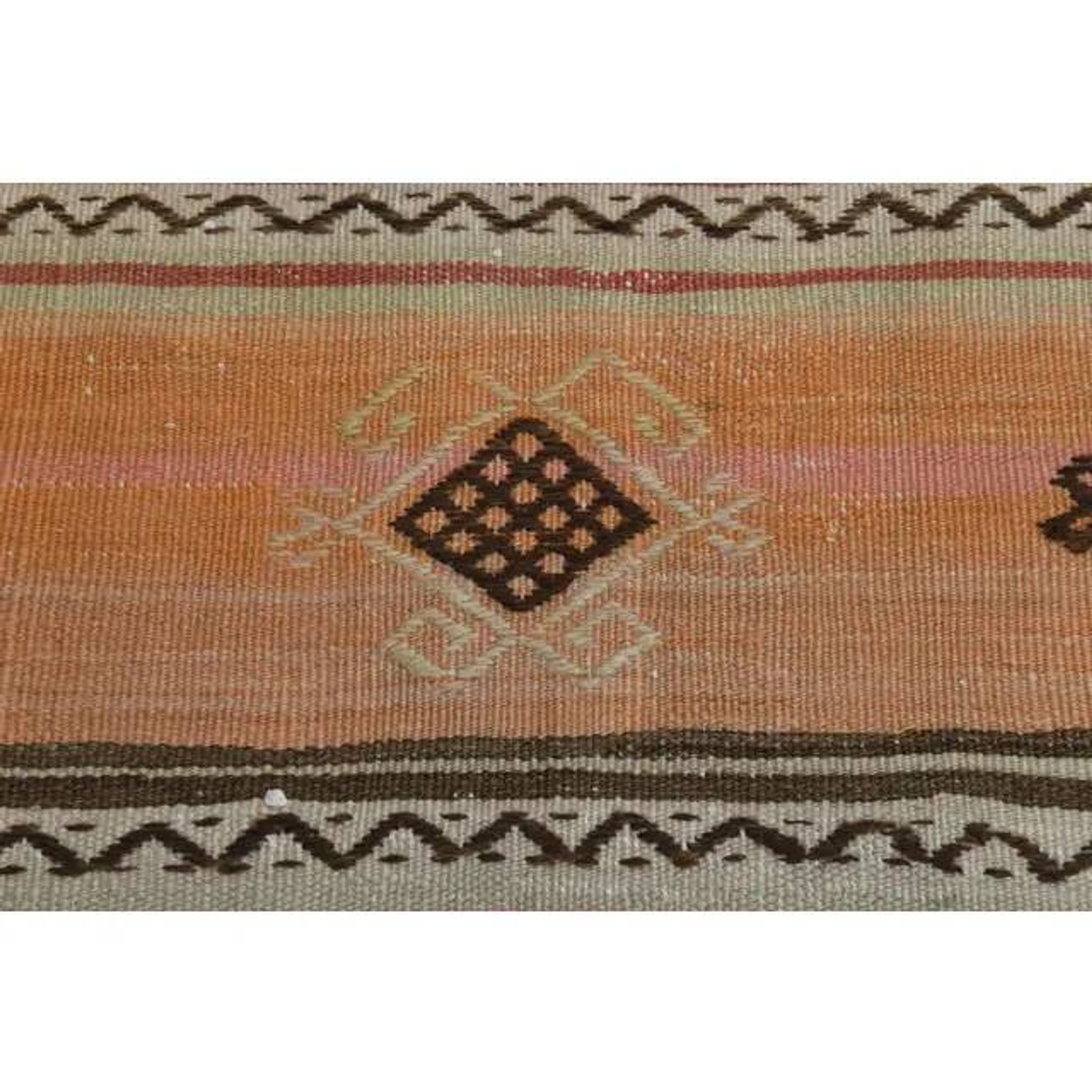 70's Vintage Oushak Handmade Wool Orange Kilim Runner Rug 116x283