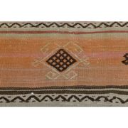 70's Vintage Oushak Handmade Wool Orange Kilim Runner Rug 116x283