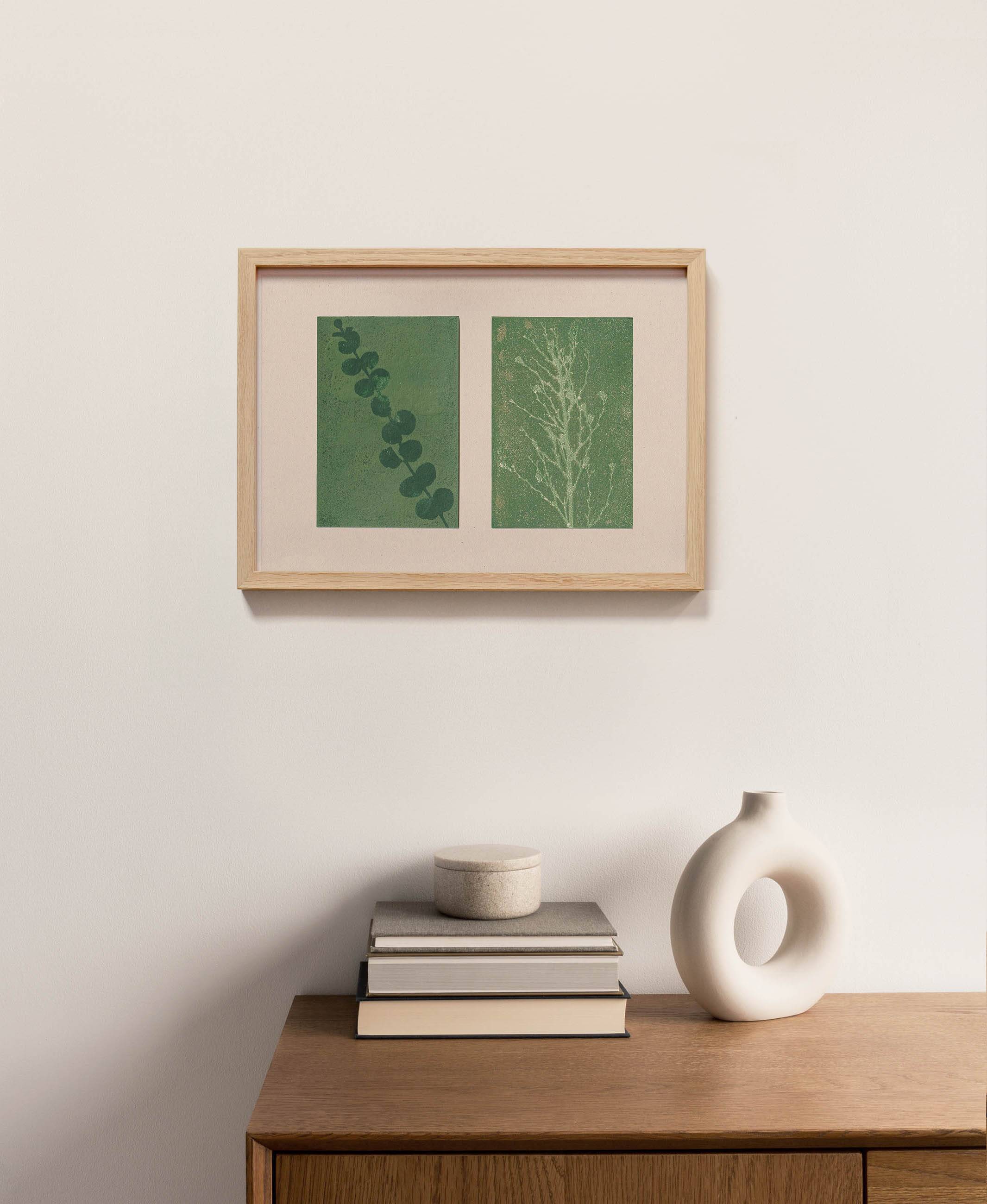 Duo of paintings on paper, herbarium and botanical series signed Eawy.