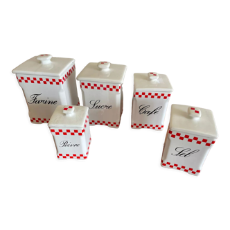 Série de pots à épice damier rouge