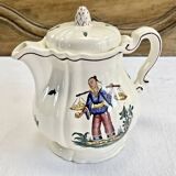 6 anciennes assiettes creuses à soupe decor au chinois Sarreguemines