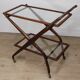 Vintage wooden and glass rolling trolley, 1960