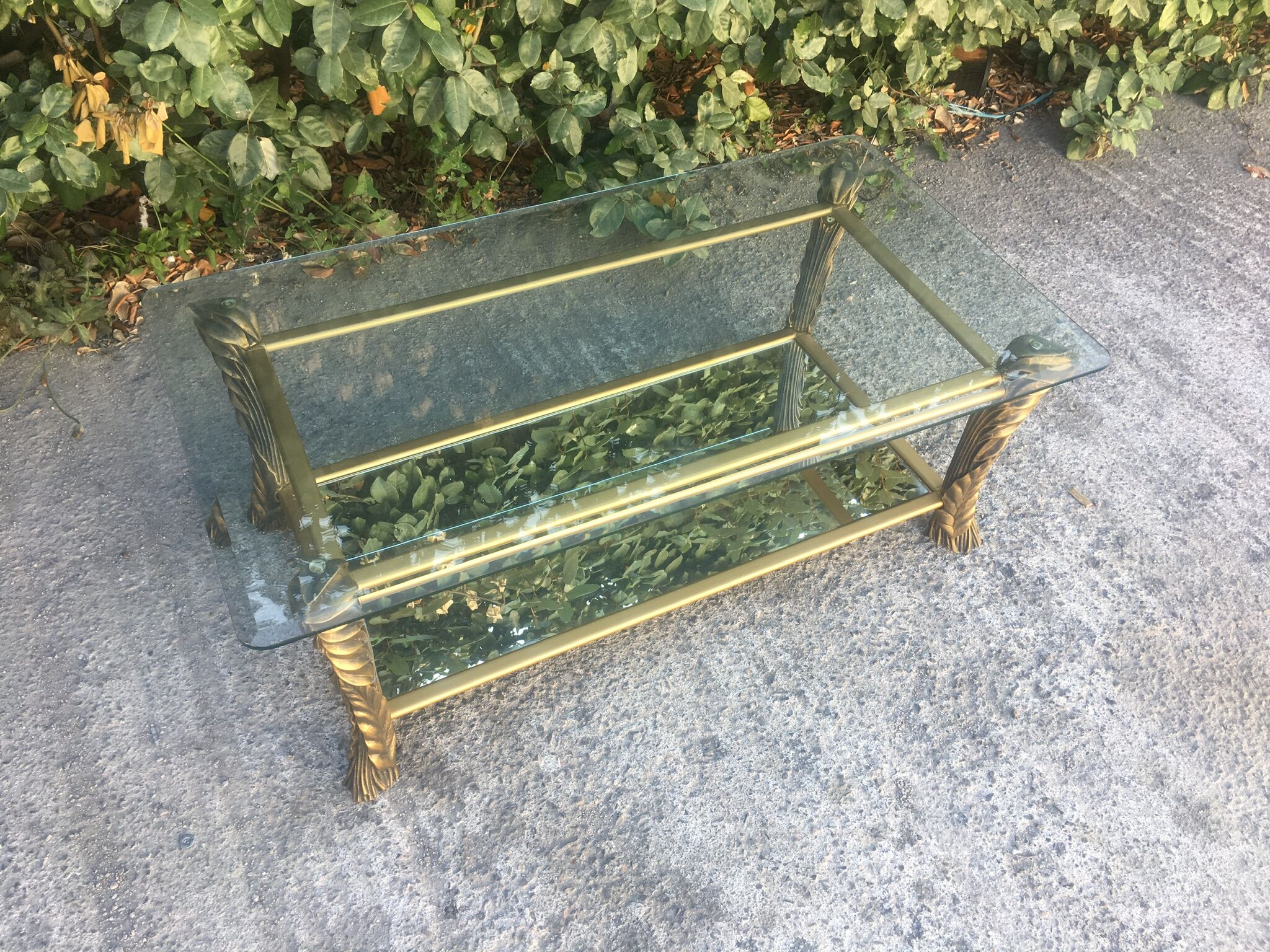 Table basse à deux plateaux verre et miroir