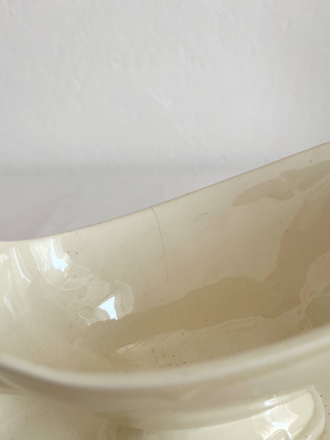 Antique ironstone gravy boat, Montereau earthenware