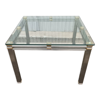 Vintage metal and beveled glass coffee table