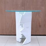 Eglantine Moreau ceramic and glass side table, France 1980