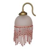 Pink glass wall lamp with garland of pearls