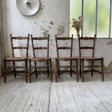 Set of rustic Provençal mulched chairs