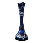 Erwin Eisch Hutte Vase Vintage Black Iridescent Blue-violet 35cm