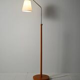 Lampadaire scandinave de style Mid-Century en chêne et métal