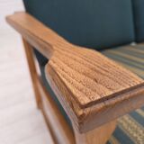 1970s, Scandinavian 2-seater sofa, furniture wool, solid oak wood.