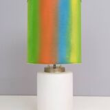 White Encased Glass Table Lamp with Three-Lighting Options, Italy