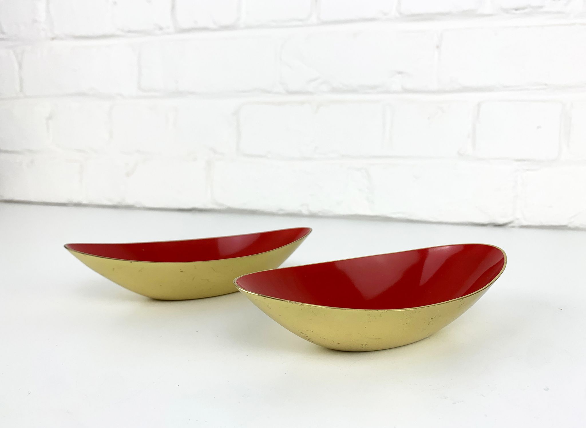 Pair of Scandinavian brass cups or bowls Ystad Metall, design Gunnar Ander, Sweden