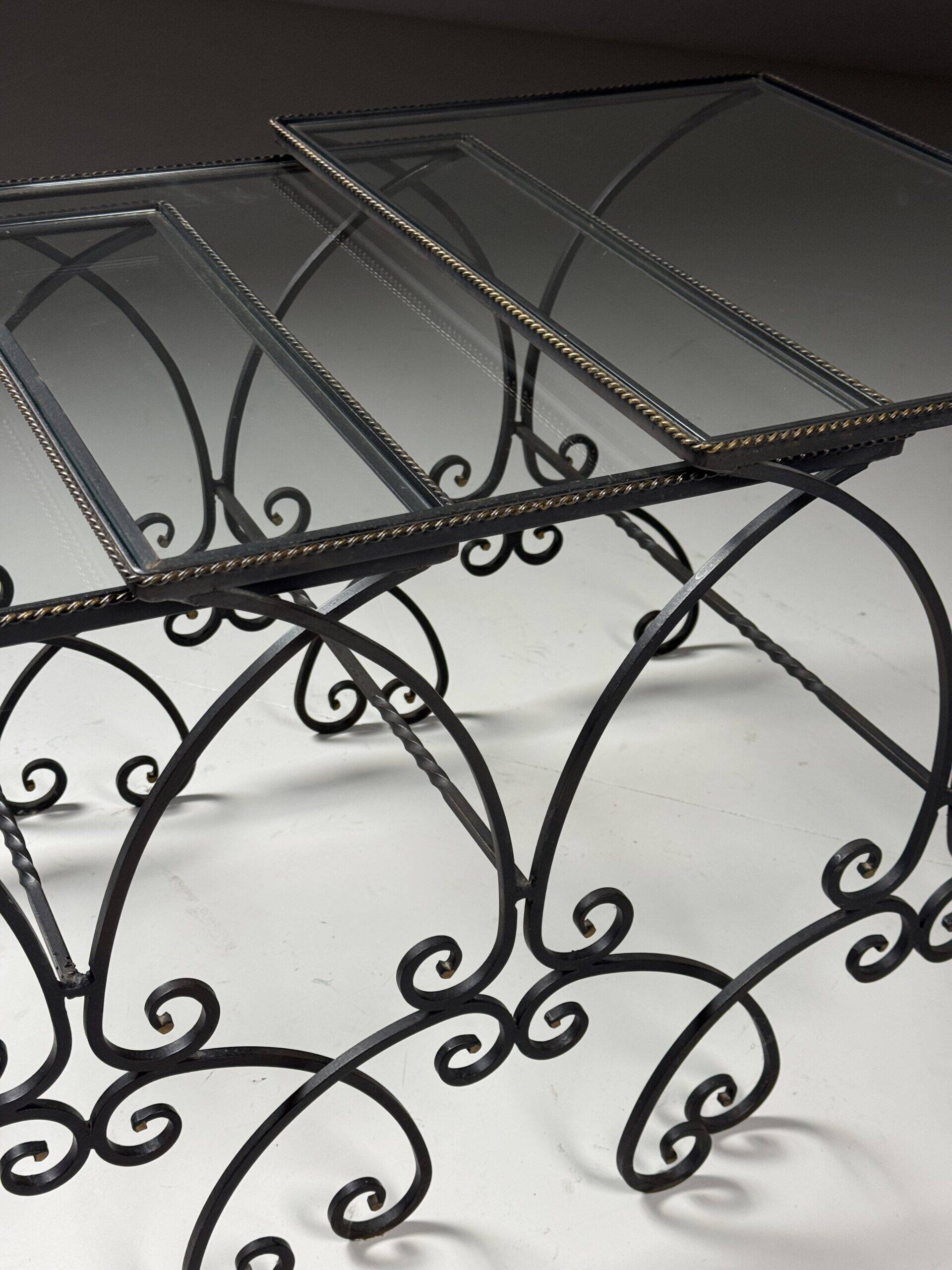 Set of 3 metal nesting tables 20th century