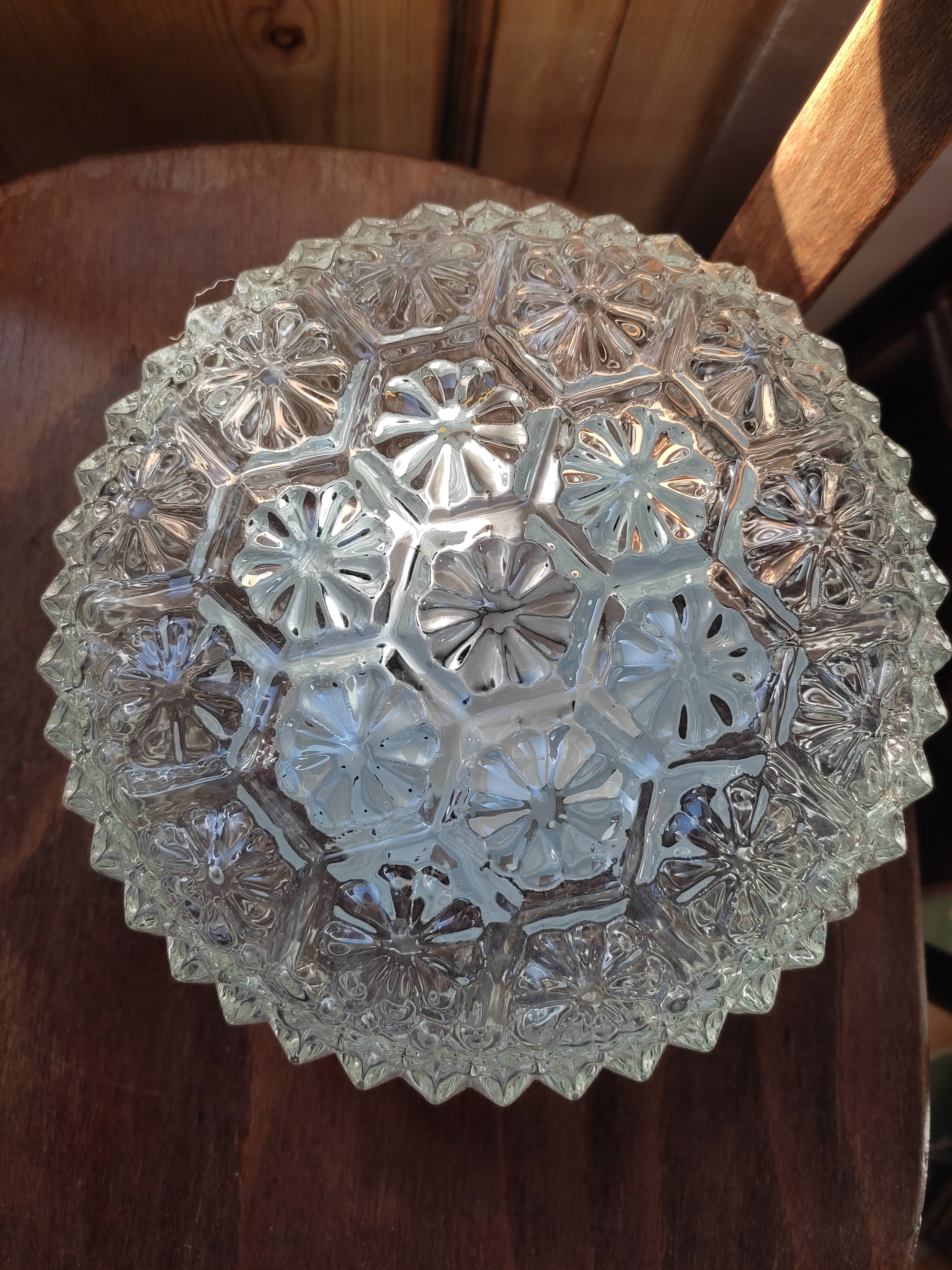 Glass ceiling lamp with small flowers