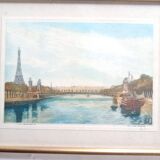 Frame The Alexandre Bridge 3 Paris the Eiffel Tower Etching signed Hubert