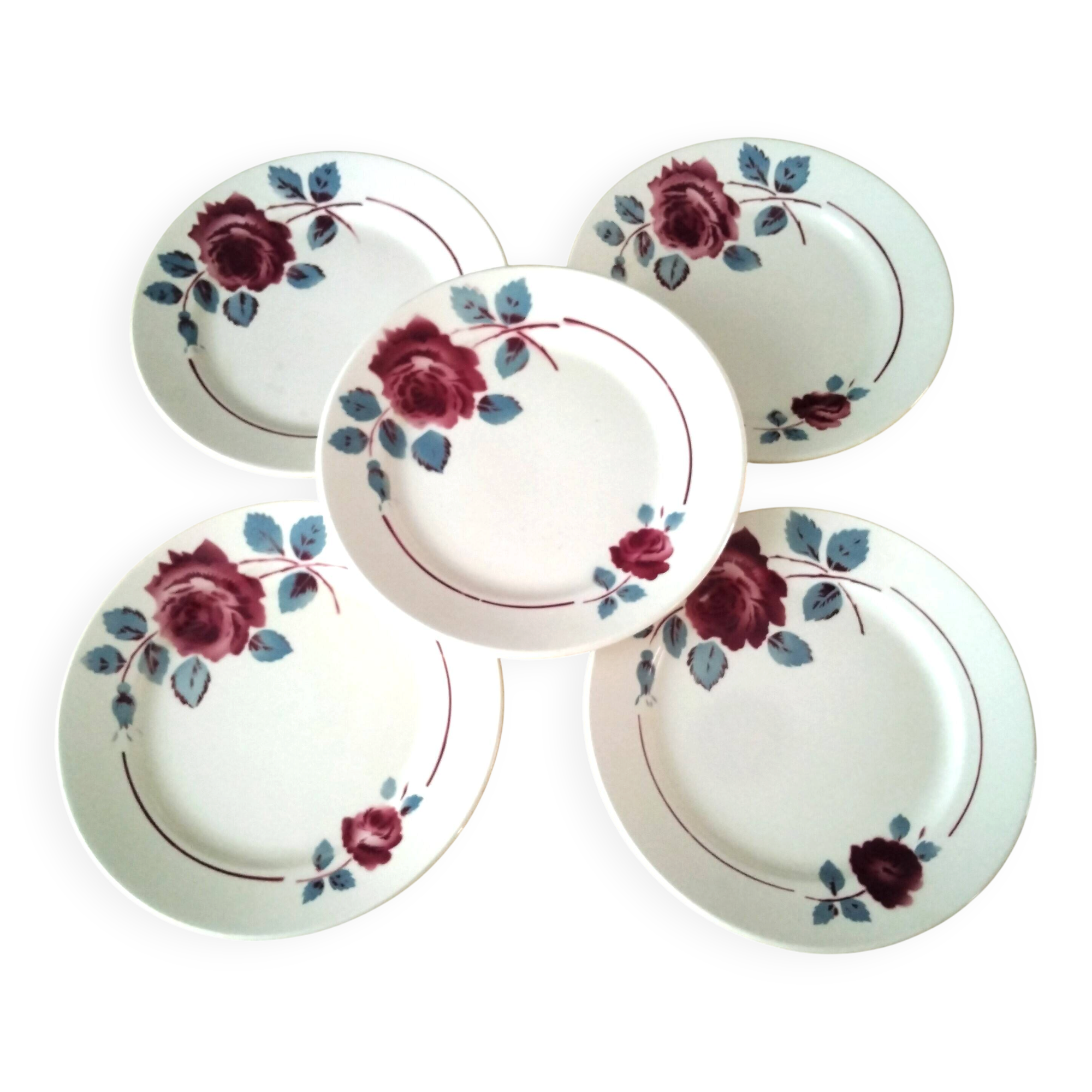 5 dessert plates half porcelain from Badonviller