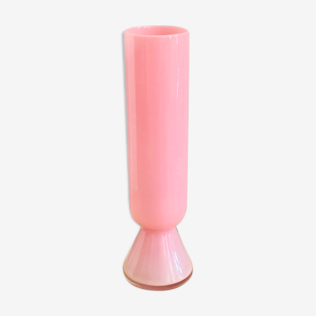 Large vintage vase in pink opaline H40cm