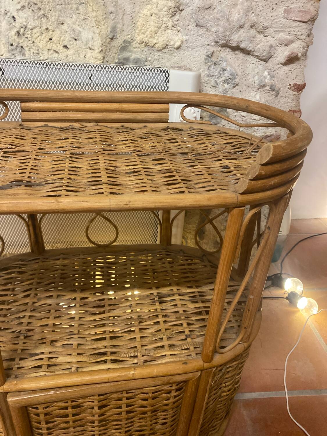 Vintage rattan bedside table