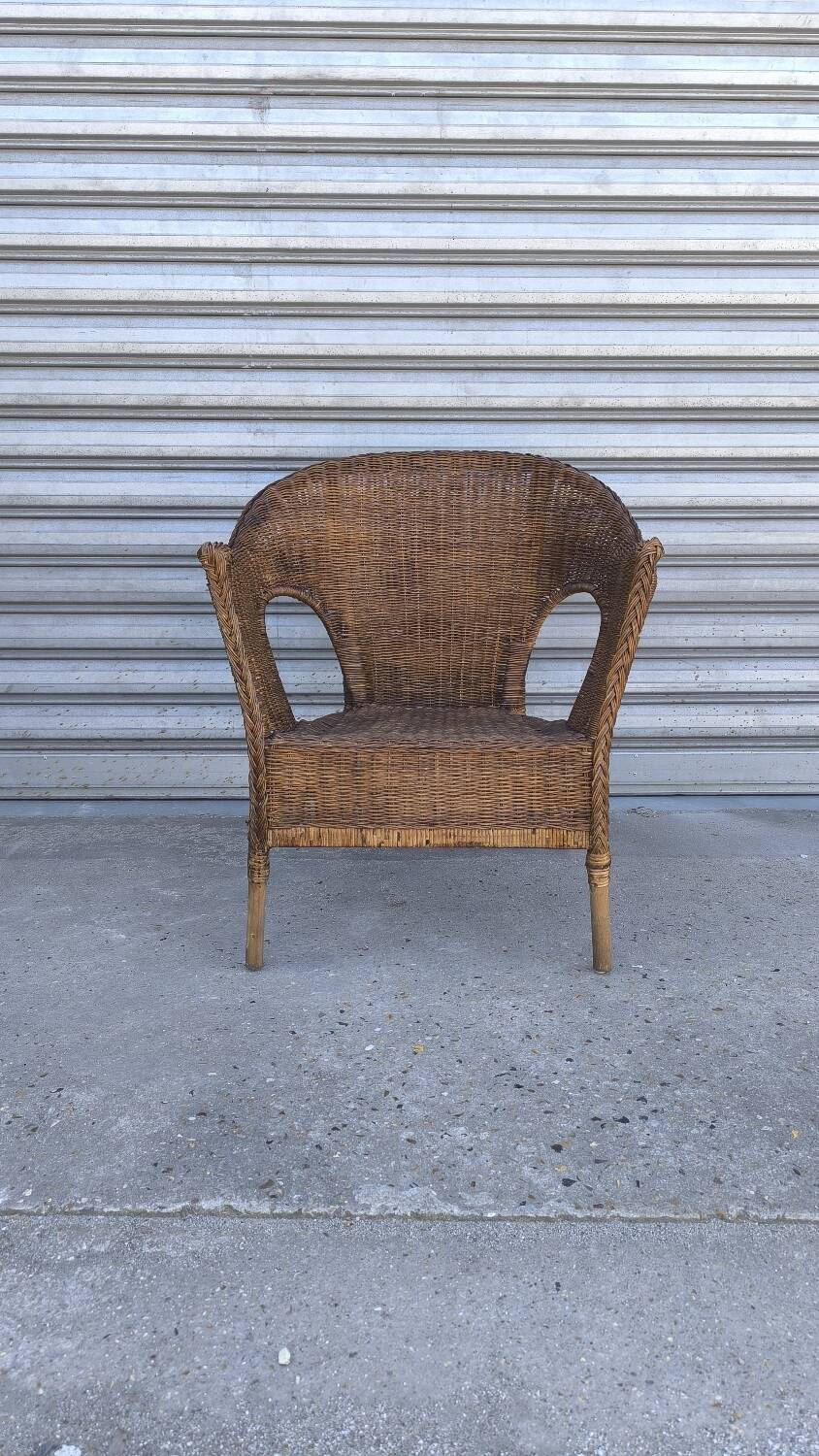 Fauteuil en osier des années 50