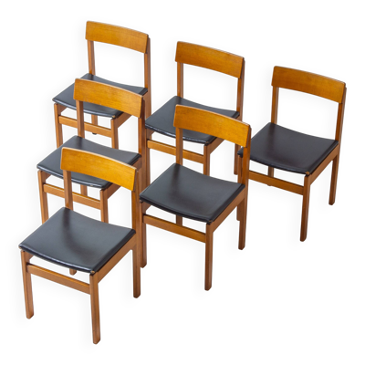 Ensemble de 6 chaises de salle à manger 'Abstracta' en hêtre par Jos de Mey, Belgique 1960
