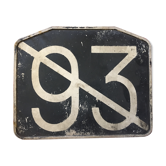 Old bus No. 93 bakelite barred line plate.