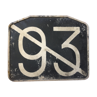 Plaque ancienne de ligne de bus n° 93 barrés