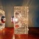 Pair of Ice Cube wall sconces in transparent bubbled glass, 1970s.