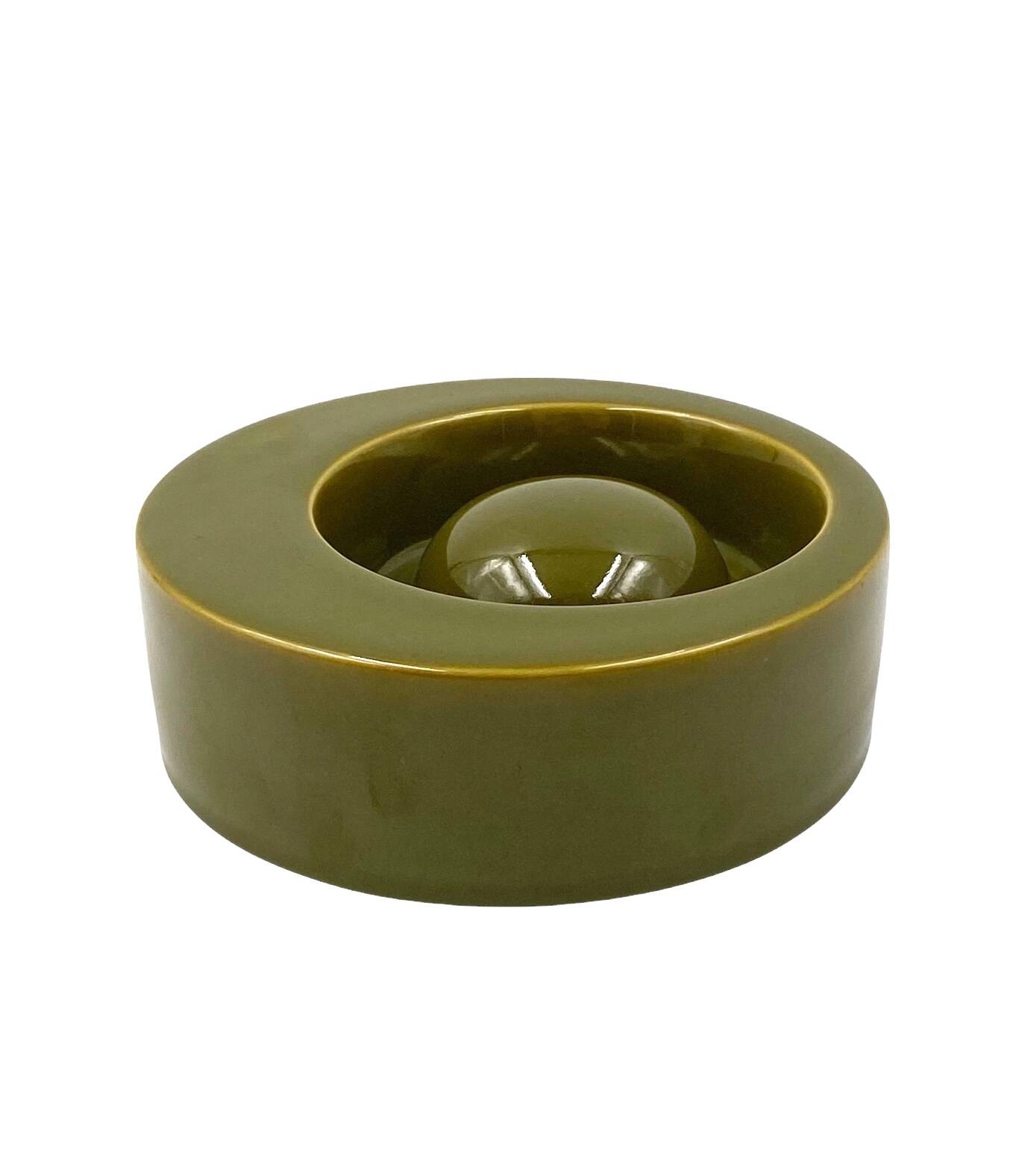 Mid-century green ceramic ashtray, Sicart Italy 1969