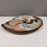 Large handmade decorated ceramic dish. Ruth Grønne Denmark 2001