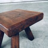 Small Tripod Oak Side Table / Stool, Belgium, 1950s