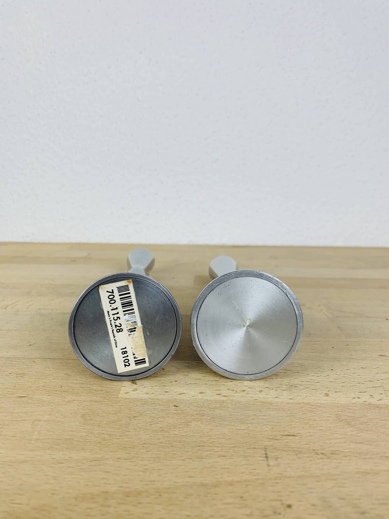 2 aluminum diabolo candle holders by Erika Pekkari for Ikea