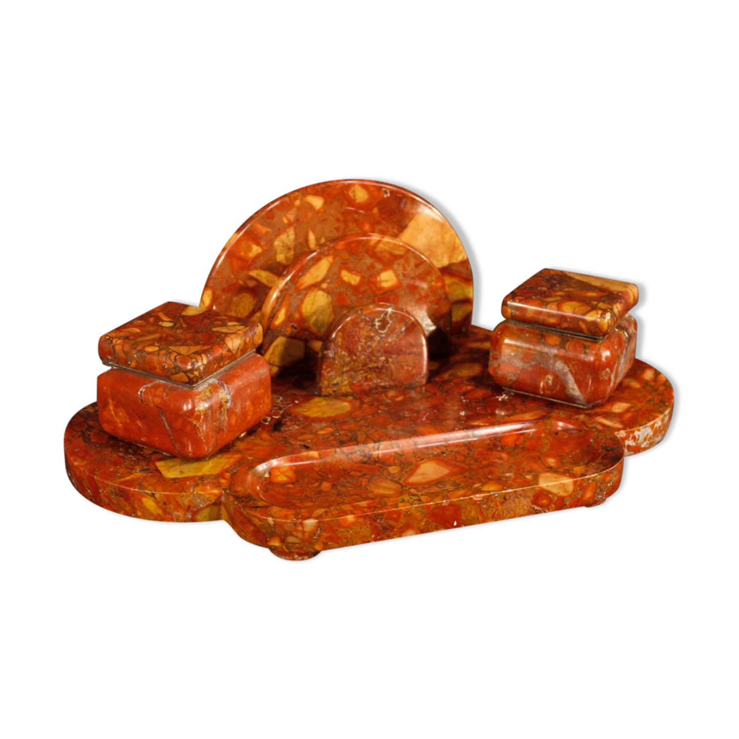 French art deco marble inkwell