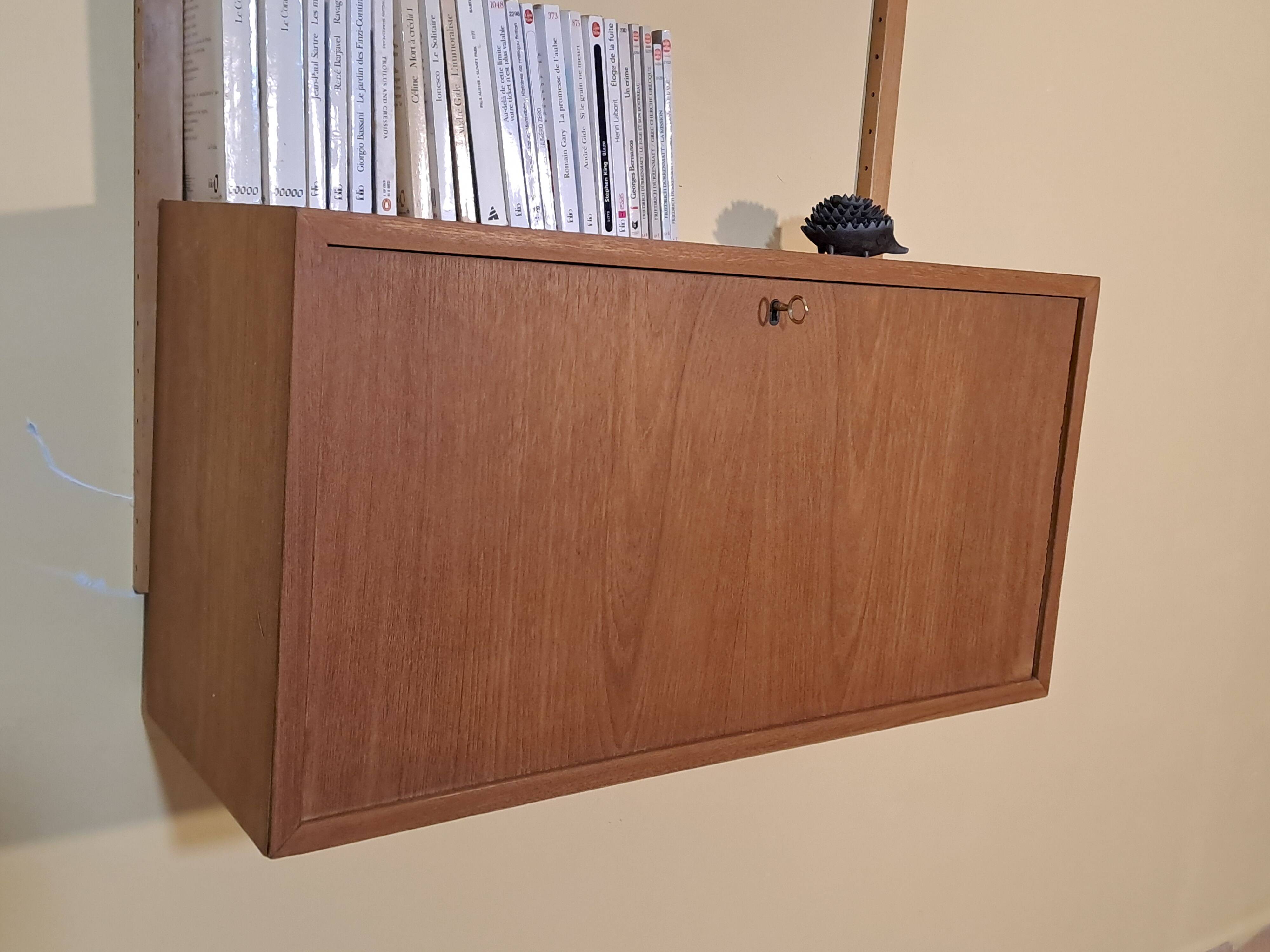 Teak wall secretary RIVAL, Vintage Scandinavian 1960s