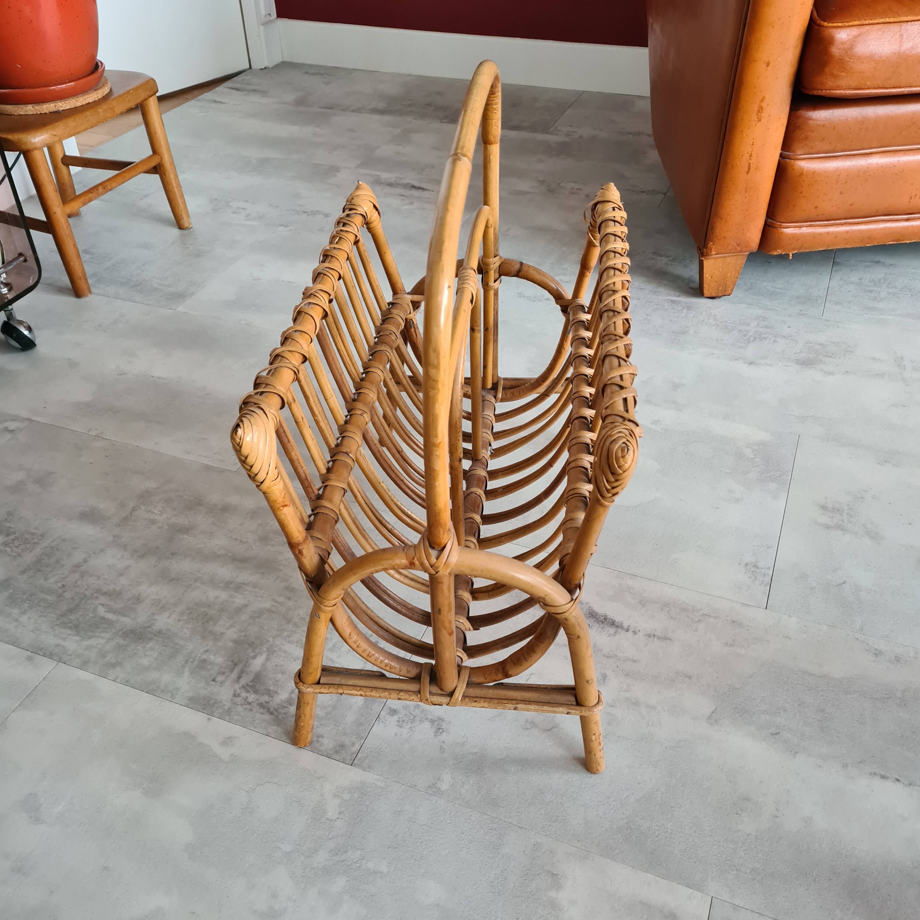 Rattan magazine holder