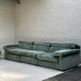 Modular 5 piece sofa fully reupholstered in green velvet