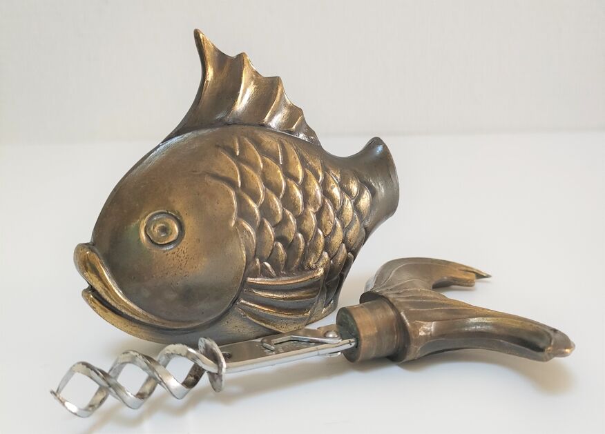 Corkscrew fish bronze zoomorph Maxram design 70s