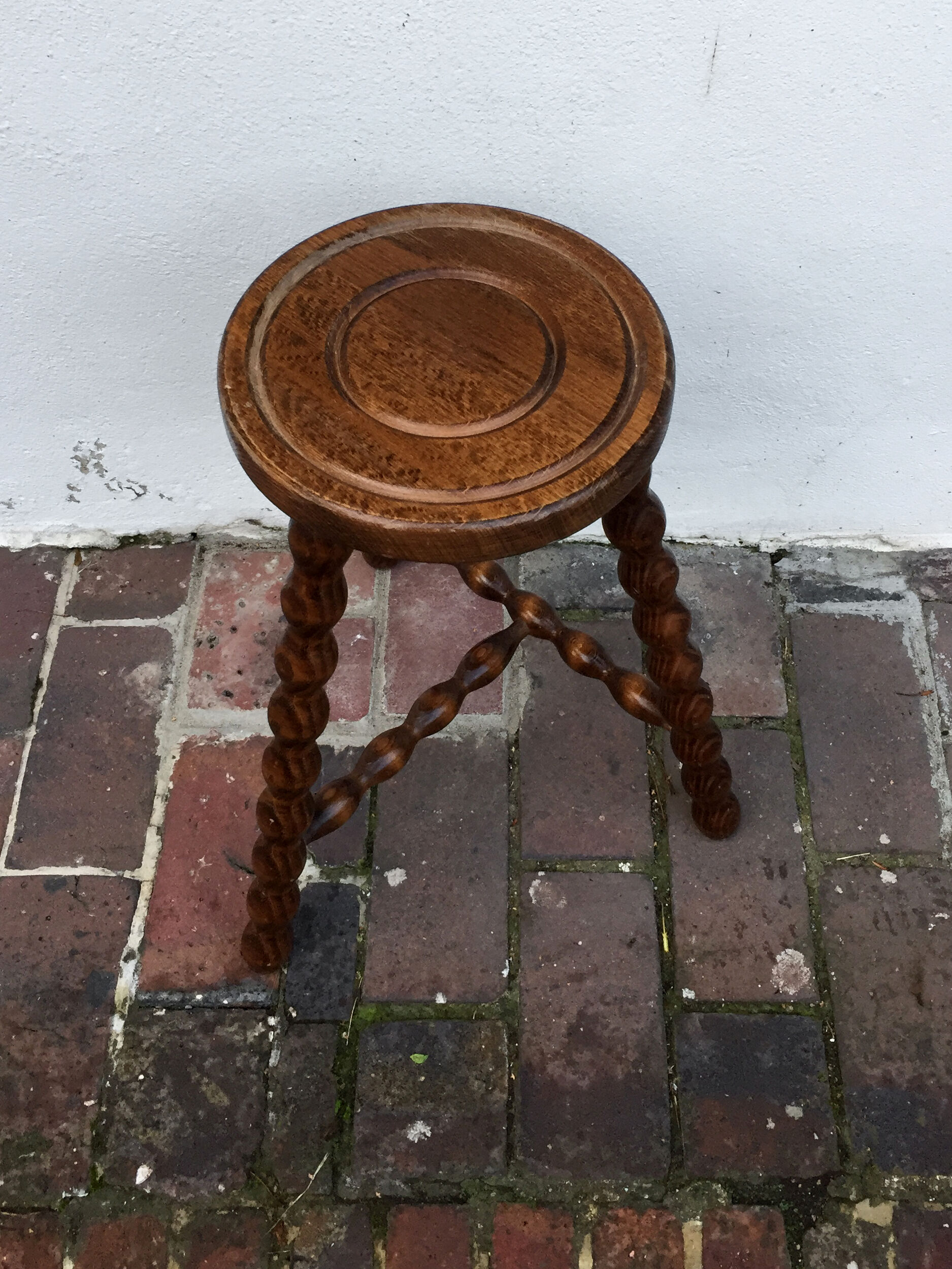 Turned wooden stool
