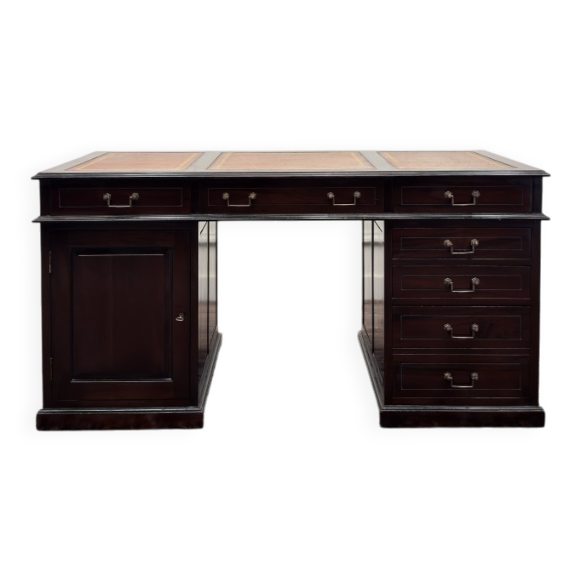 Bureau anglais classique avec incrustation en cuir