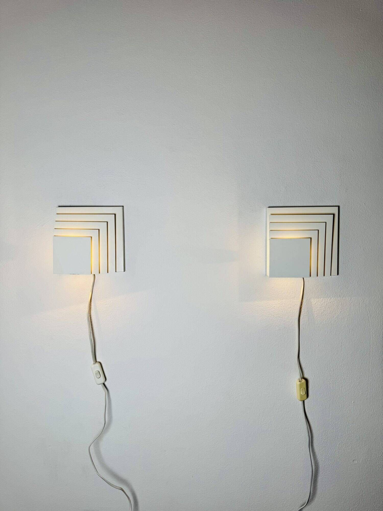 Geometric Square Layered Wall Lamps By Unknown Designer, The Netherlands 1960S