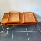 Scandinavian teak coffee table vintage chrome legs 1960