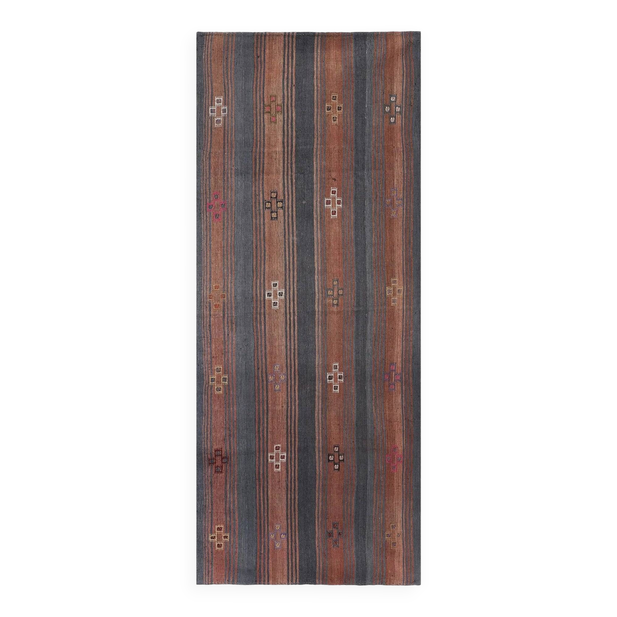 Vintage Turkish kilim, handwoven, 120x286 cm.