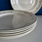 1900s Set of 6 vintage earthenware flat plates, Violetta model by Longwy