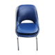 Chaise des années 70 Henry Colomer tubes chromés et skaï bleu marine