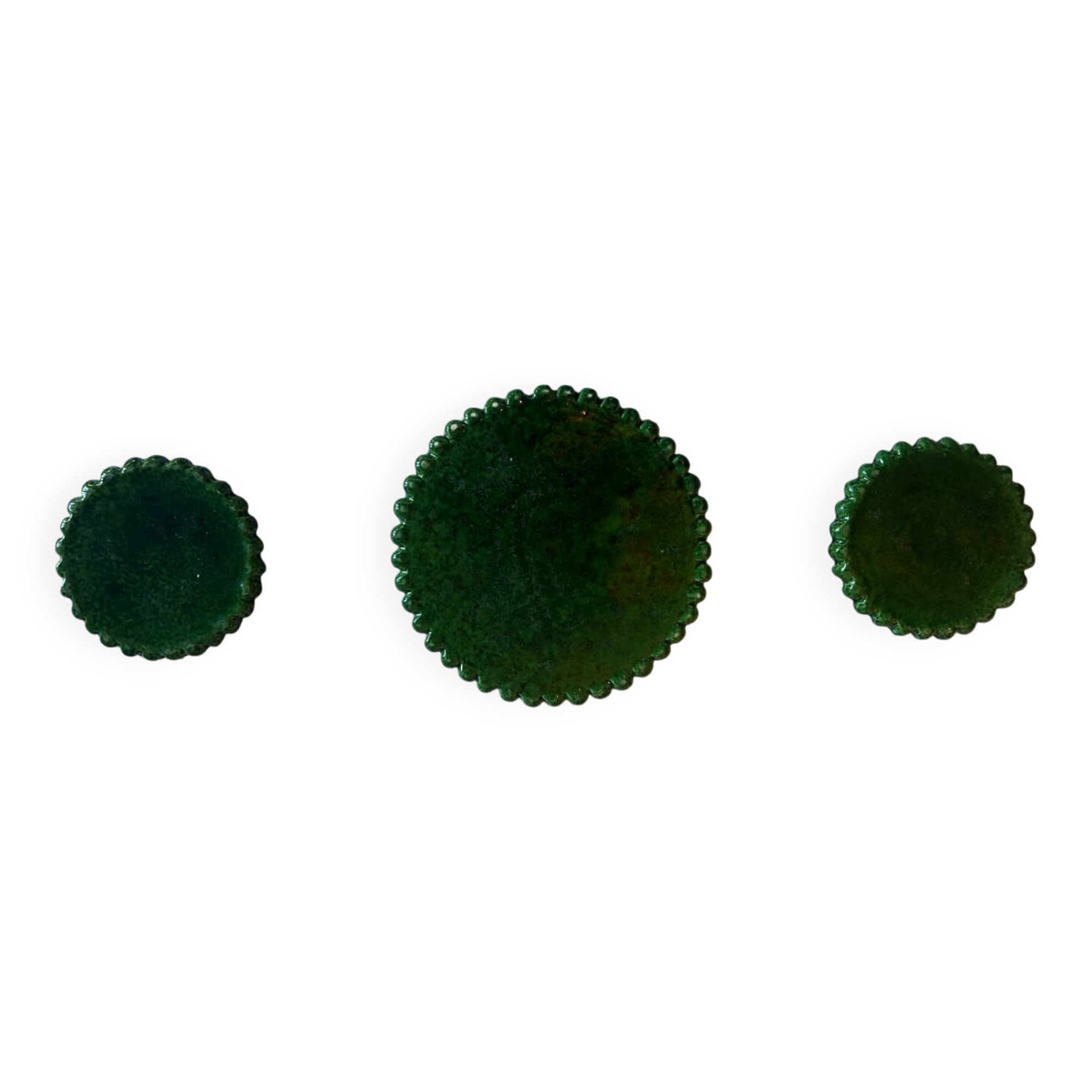 Set of 3 Vallauris trivets – Green glazed ceramic – Years