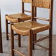 Series of 4 vintage straw and wood chairs, 1960