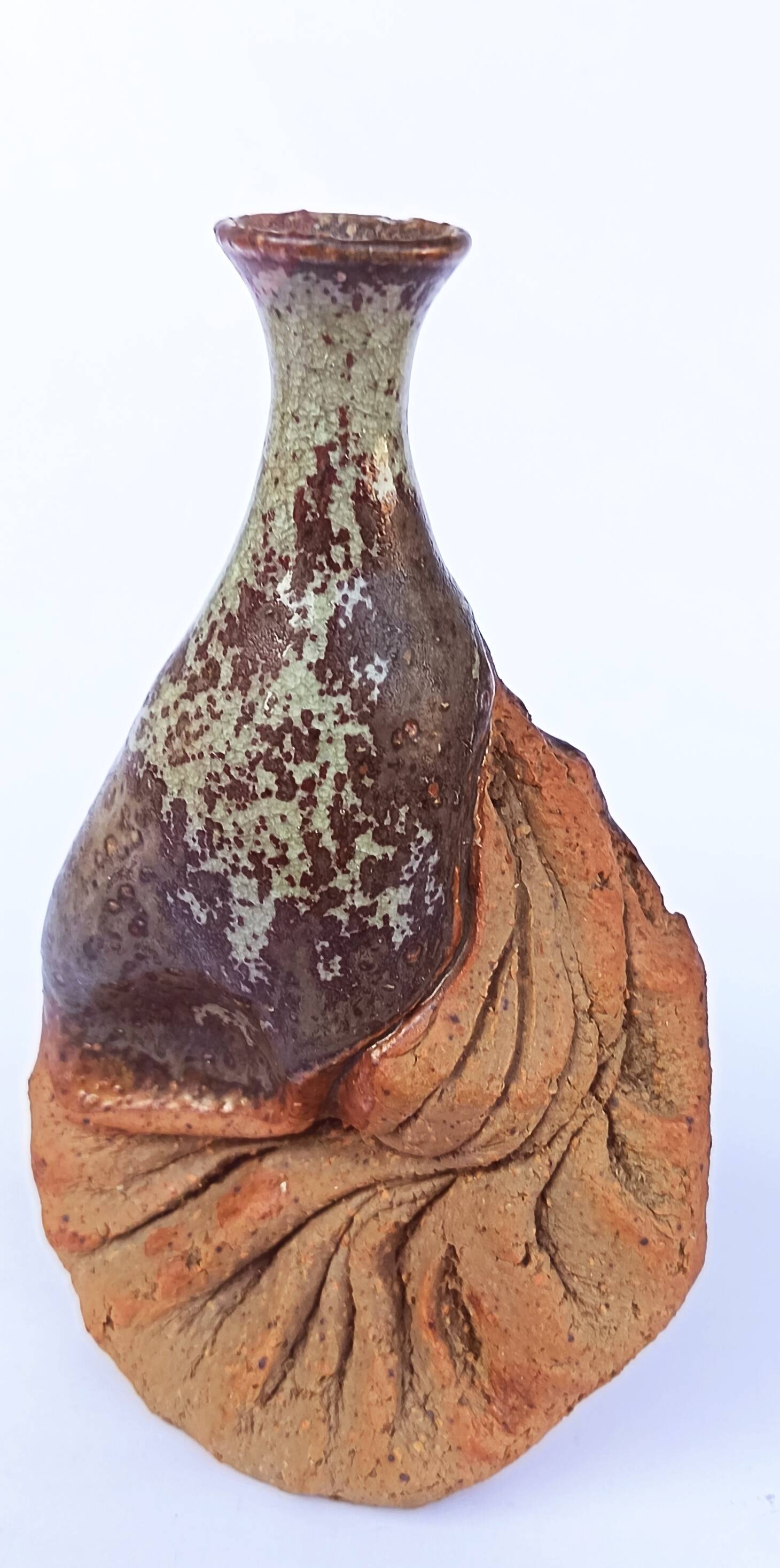 Organic stoneware vase-sculpture signed