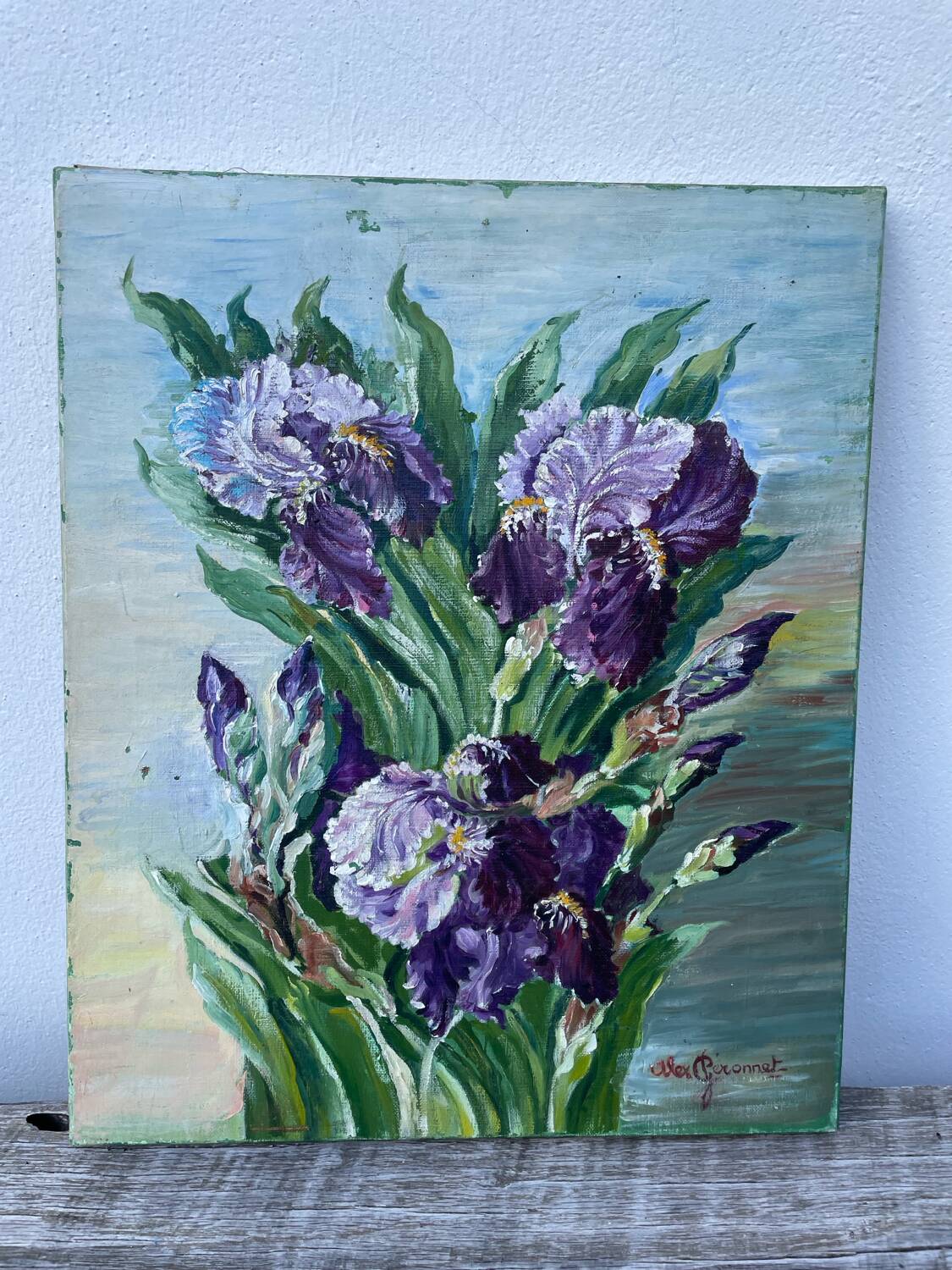 Bouquet of flowers old painting