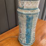 Ceramic lamp unique piece Danuta Le Henaff Larmor mid 20th floral