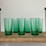 6 vintage emerald green glasses